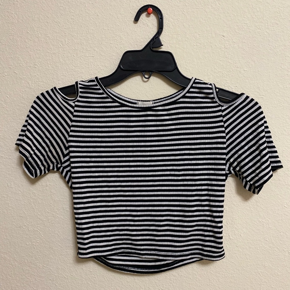 Women’s Stripped Dark Blue and White Crop Top